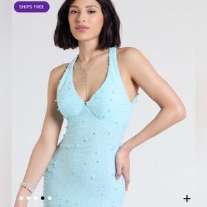 Elegant Blue Sleeveless Dress